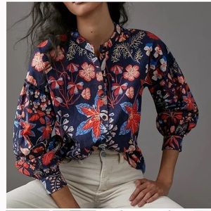 - Anthropologie Willow Floral Long Sleeve Button Down Shirt